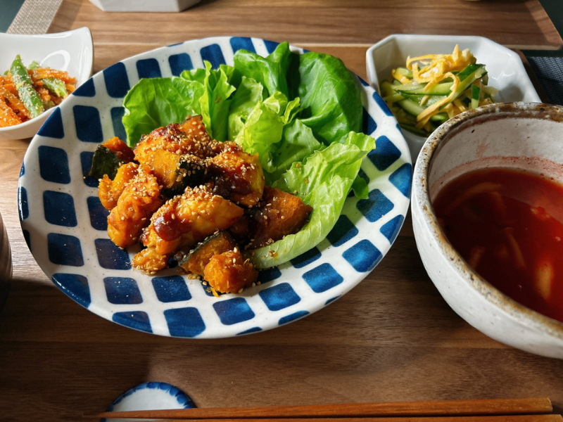 ちゃんとオイシックスの「かぼちゃと鶏肉のごま照り炒め」