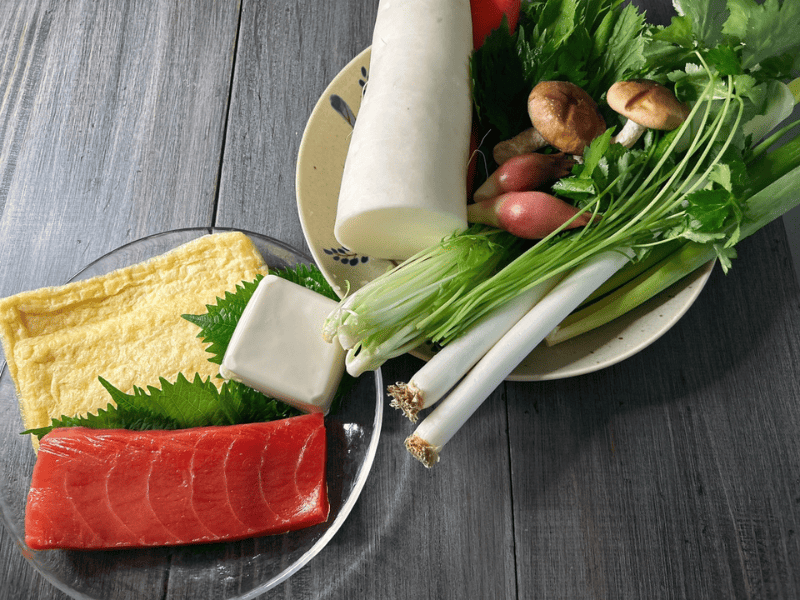 サステ鍋「緑茶塩鍋」の材料写真